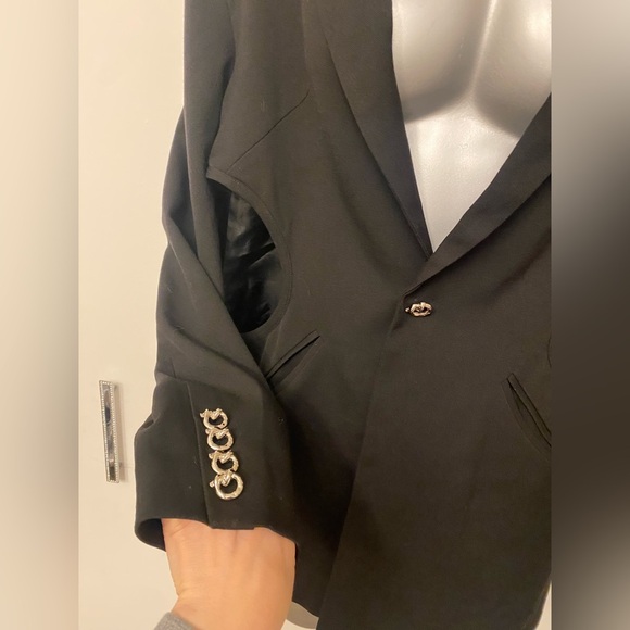 Black open back embellished heart oversized blazer size S/M - Picture 8 of 10